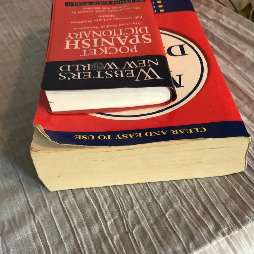 MERRIAM WEBSTER DICTIONARY & POCKET SPANISH DICTIONARY lot of 2 paperback books